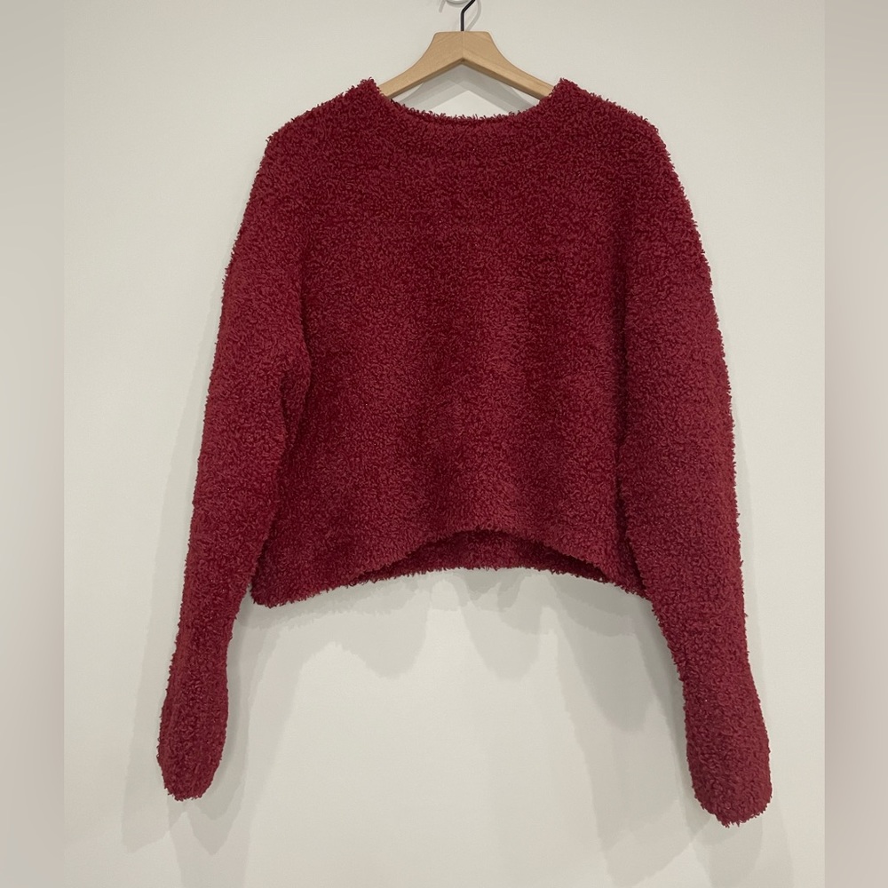 Halogen chunky fuzzy knit cropped boxy sweater X large